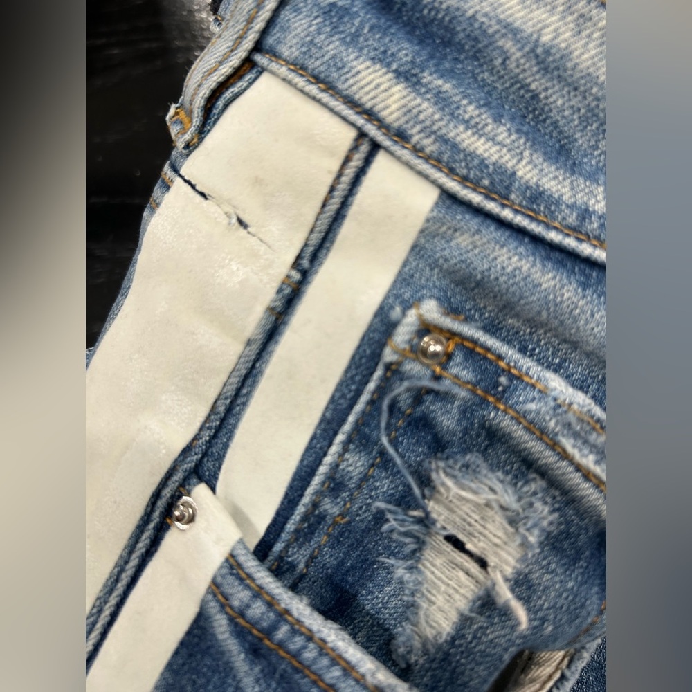 Amiri Broken Track distressed Skinny jeans w/white Stripe - Picture 16 of 16